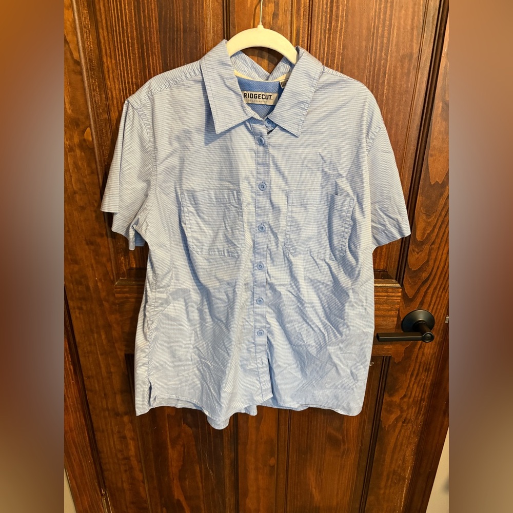 Ridgecut short sleeve button down work shirt blue size XL used Adventure